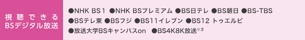視聴できるBSデジタル放送